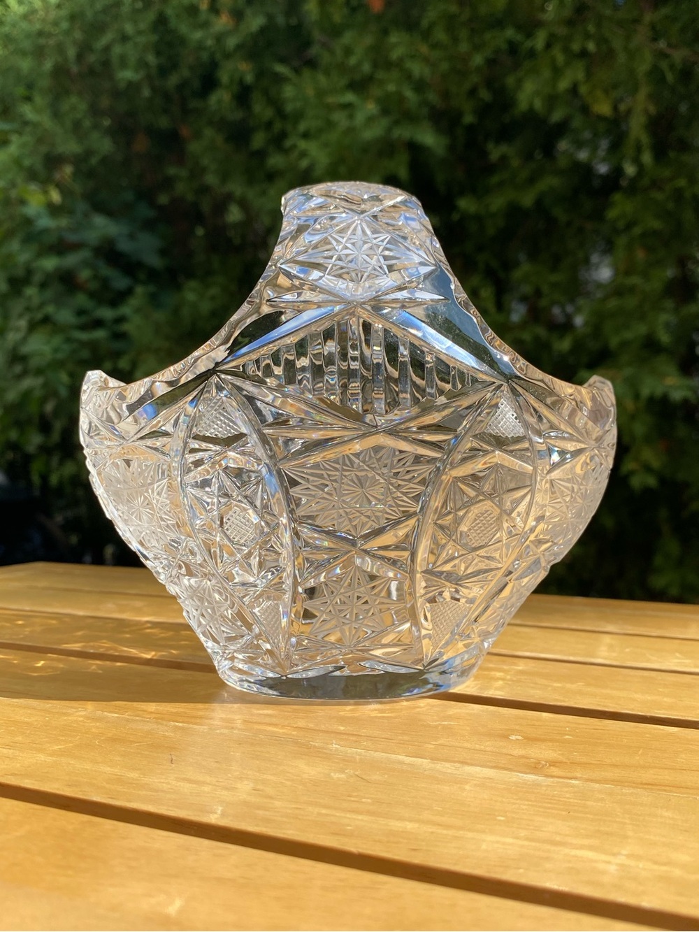Vintage Cut-Glass or Lead Crystal “Bride’s” Basket - Vase, Candy, Trinket Dish